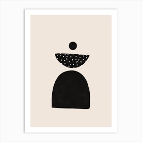 Black Half Moons And Dots Art Print