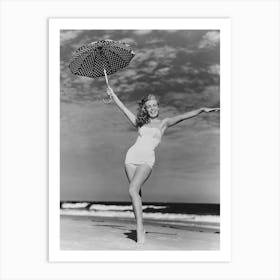 Marilyn Monroe In Beach Black And White Art Print