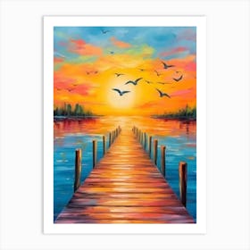 Sunset On The Pier Art Print