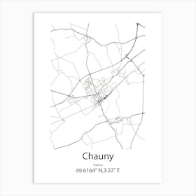 Chauny,France Minimalist Map Art Print