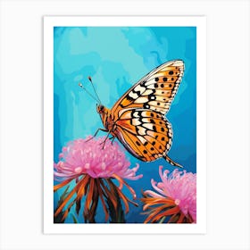 Pop Art Pearl Bordered Fritillary Butterfly 3 Art Print
