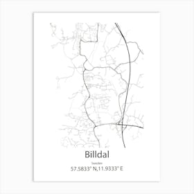 Billdal,Sweden Minimalist Map Art Print