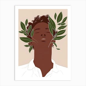 Man With Leaves On His Head Art Print