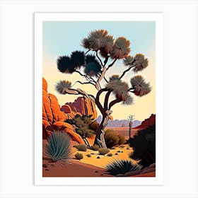 Joshua Tree In Grand Canyon Vintage Botanical Line Drawing  (3) Art Print