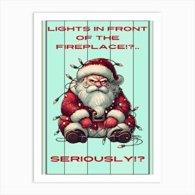 Mint Annoyed Santa Sign Art Print