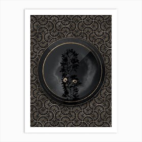 Shadowy Vintage Cuspidate Rose Botanical in Black and Gold n.0184 Art Print