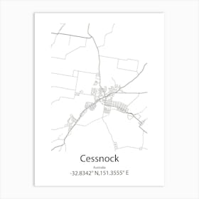 Cessnock,Australia Minimalist Map Art Print