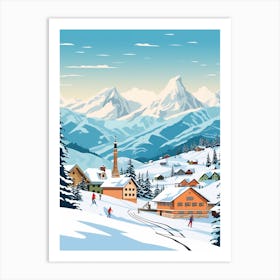 Retro Winter Illustration Lech Austria Art Print