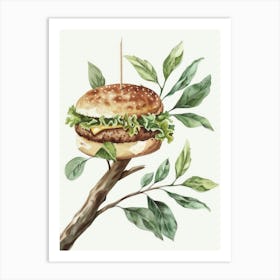 Burger On A Branch Art Print