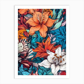 Floral Seamless Pattern flowers nature Art Print