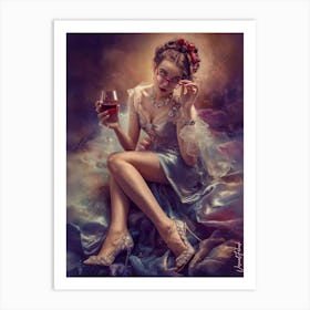 Princess With A Glass Of Wine 2 Art Print