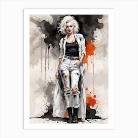 Marilyn In White Coat Art Print