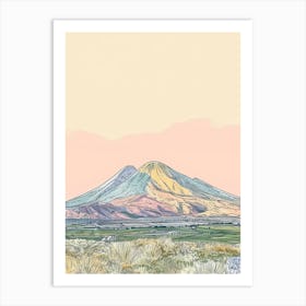 Mount Vesuvius Italy Color Line Drawing (6) Art Print