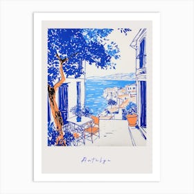 Antalya Turkey 3 Mediterranean Blue Drawing Poster Art Print