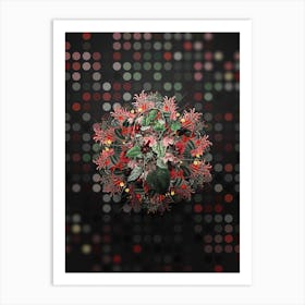 Vintage Twinning Red Cloak Floral Wreath on Dot Bokeh Pattern n.0449 Art Print