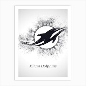 Miami Dolphins Sketch Drawing Art Print