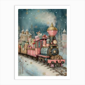 Santa'S Train Art Print