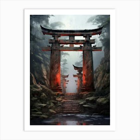 Torii Gates Japanese Illustration 2 Art Print