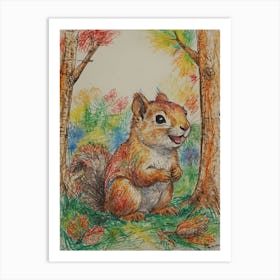 Squirrel In The Woods 2 Art Print