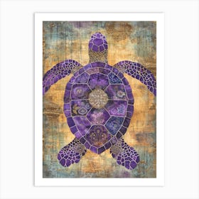 Purple Ornamental Sea Turtle 1 Art Print