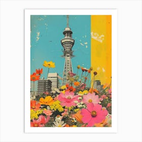 Osaka   Floral Retro Collage Style 1 Art Print