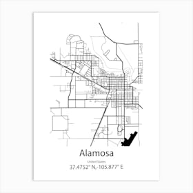 Alamosa,United States Minimalist Map Art Print