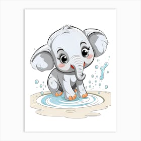 Cute Elephant In The Water Art Print