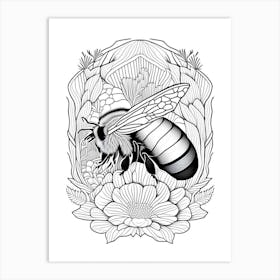 Hibernation Bee 2 William Morris Style Art Print