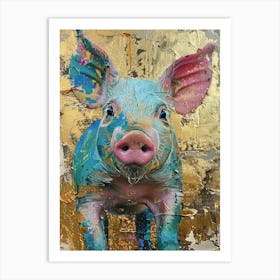 Piglet Gold Effect Collage 4 Art Print