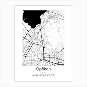 Opfikon,Switzerland Minimalist Map Art Print