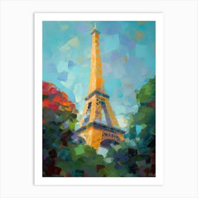 Eiffel Tower Paris France David Hockney Style 6 Art Print