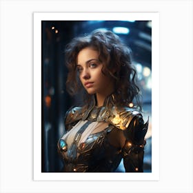 Futuristic Girl In Armor Art Print