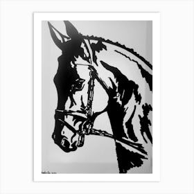 horse power (balck and white horse) Art Print