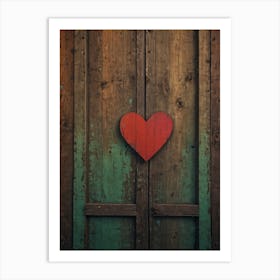 Heart On A Wooden Door Art Print