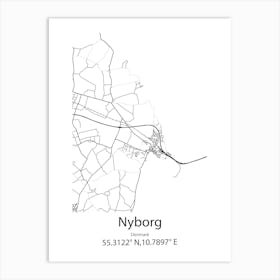 Nyborg,Denmark Minimalist Map Art Print