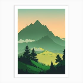 Misty Mountains Vertical Background In Green Tone 24 Art Print