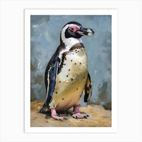 African Penguin Ross Island Oil Painting 2 Art Print