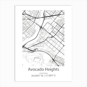 Avocado Heights,United States Minimalist Map 1 Art Print