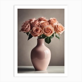 A Vase Of Pink Roses 51 Art Print