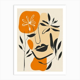 Portrait Of A Woman With Flowers 1 Art Print