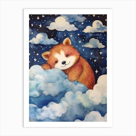 Baby Red Panda 1 Sleeping In The Clouds Art Print