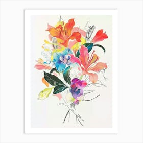 Gloriosa Lily 1 Collage Flower Bouquet Art Print