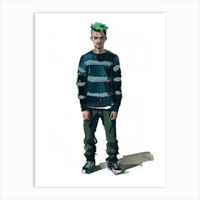 Man With Green Hair Art Print