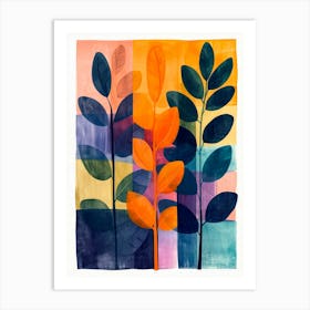 Watercolor Colorful Leaves Art Print