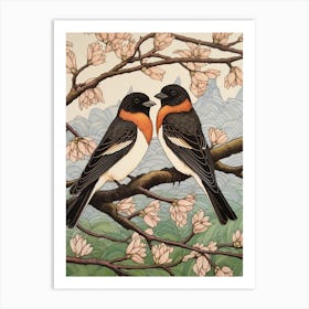 Art Nouveau Birds Poster Barn Swallow 1 Art Print