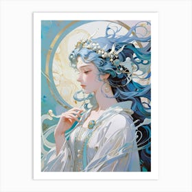 Girl With Blue Hair 3 Art Print