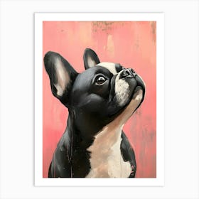 Minimal Frenchie With Pink Background 3 Art Print