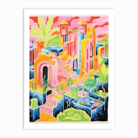 Hanging Gardens Of Babylon Abstract Riso Style 2 Art Print