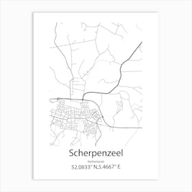 Scherpenzeel,Netherlands Minimalist Map Art Print