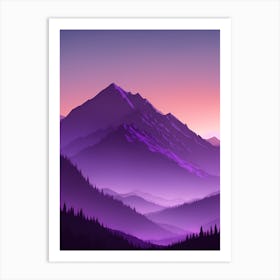 Misty Mountains Vertical Composition In Purple Tone 61 Art Print